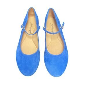 Free People Royal Blue Suede Mary Jane Flats Womens Size 38 / US 7.5 AS IS